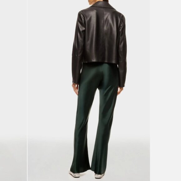 Silk Laundry Bias-Cut Pants Pull-On Flared Leg Green Size Large *READ FLAW* - Picture 2 of 11